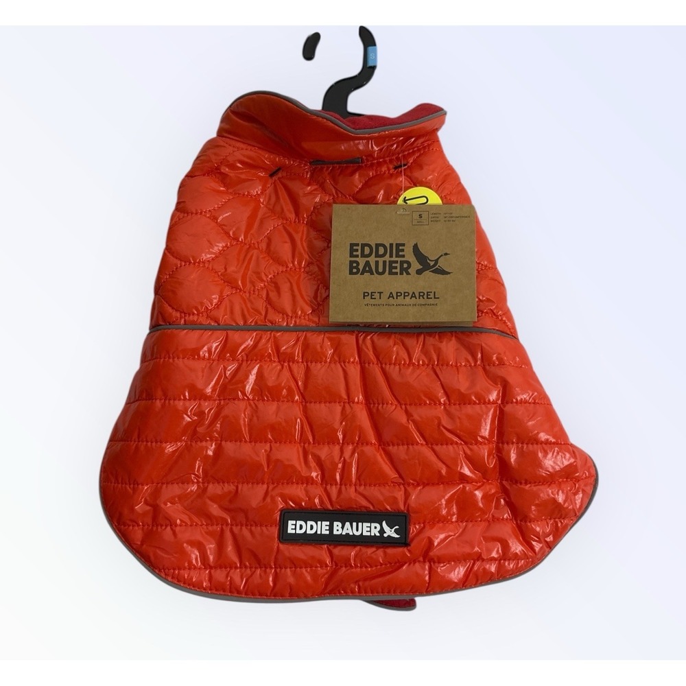 Eddie Bauer Size MEDIUM Quilted Dog Coat‎ NEW ORANGE